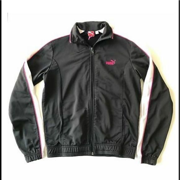 Puma Black/Pink/White Track Jacket Sz L - Picture 2 of 11
